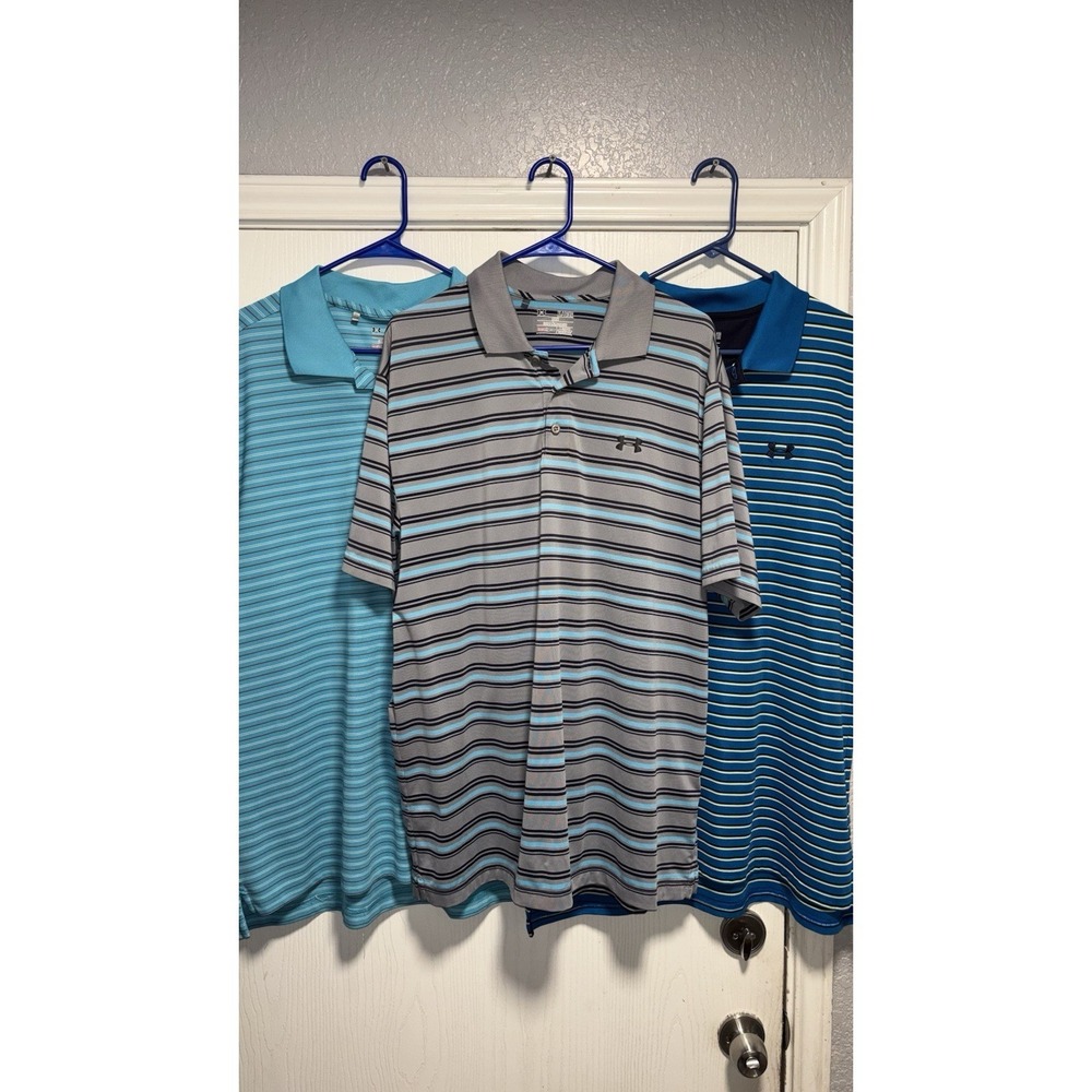 Lot Of  3‎ Under Armour Loose Heat Gear Men's Polo Shirts XL Short Sleeve